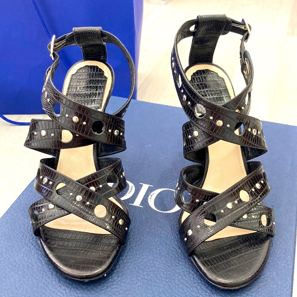 Christian Dior Black Leather Dior Bubble Platform Sandals